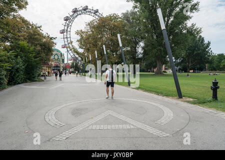 The famous Ferris wheel in the Prater park in Vienna Stock Photo