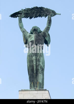 part of the Liberty statue at the Citadella on Gellert Hill in Budapest, the capital city of Hungary Stock Photo