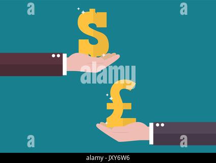 Currency exchange Dollar and Pound sterling. Business concept Stock Vector