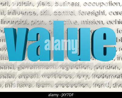 Value word cloud concept image with hi-res rendered artwork that could be used for any graphic design. Stock Photo