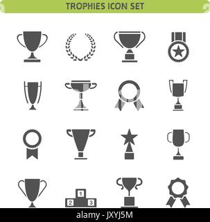 Trophy icons set on a white background. Vector illustration Stock Vector