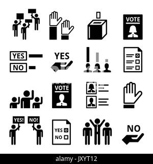 Democracy, voting, politics vector icon set Stock Vector