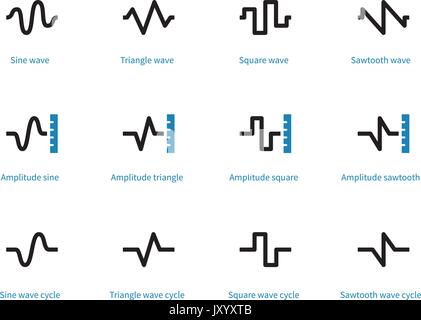 Sound types duotone icons on white background. Stock Vector