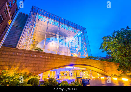 NEW YORK CITY - MAY 13, 2012: The Hayden Planetarium, part of the American Museum of Natural History, at dusk. Stock Photo