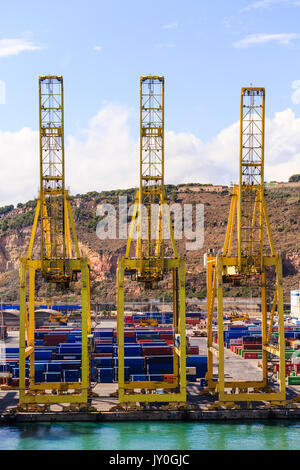 Freight shipping operation on the coast of Barcelona, Spain Stock Photo