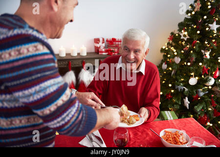 Delicious dinner served by son Stock Photo