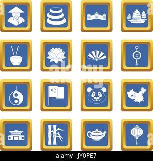 China travel symbols icons blue circle set Stock Vector Image & Art - Alamy