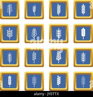 Ear corn icons set blue square vector Stock Vector Image & Art - Alamy