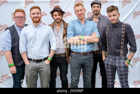 CC Smugglers backstage at the Cropredy Festival, Banbury, Oxfordshire, England, August 11, 2017 Stock Photo