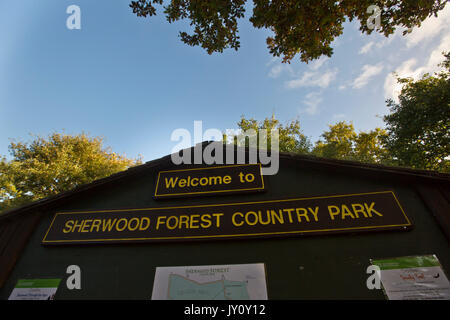 Autumnal Walks. Pictures taken on the route of Sherwood Forest trail by Christopher Somerville starting and finishing at the Major Oak and taking in t Stock Photo