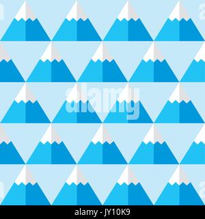 Geometric blue seamless pattern with mountains - winter background    Vector repetitive texture with mountains - flat design, retro style Stock Vector