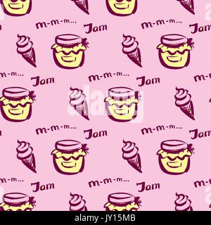ice cream and jam seamless pattern, vector illustration Stock Vector