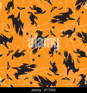 seamless background for Halloween with witches Stock Vector