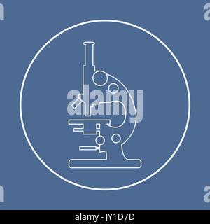 Stylized vector icon of microscope. Magnifying device sign. Laboratory equipment symbol. Stock Vector