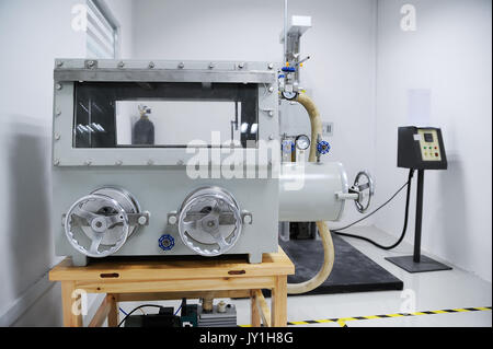 Equipment in testing room for batteries quality control Stock Photo