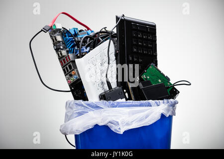 Close-up Of Damaged Hardware Equipment In Dustbin Stock Photo