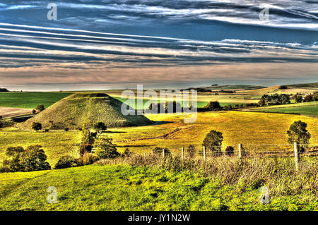 Silbury Hill (processed as an HDR image). Stock Photo