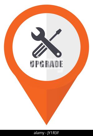 Upgrade orange pointer vector icon in eps 10 isolated on white background. Stock Vector