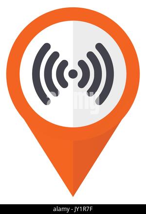Wifi orange pointer vector icon in eps 10 isolated on white background. Stock Vector