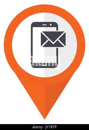 Mail orange pointer vector icon in eps 10 isolated on white background. Stock Vector