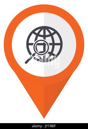 Search orange pointer vector icon in eps 10 isolated on white background. Stock Vector