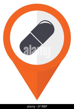 Drugs orange pointer vector icon in eps 10 isolated on white background. Stock Vector