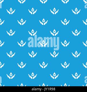 Hands holding blood drop pattern seamless blue Stock Vector