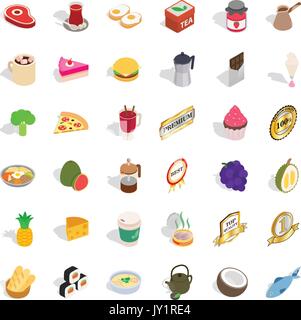 Cold drink icons set, isometric style Stock Vector