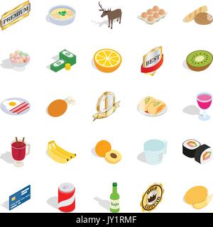 Dinnerware icons set, isometric style Stock Vector