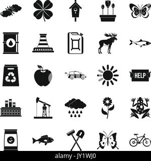 Natural resources icons set, simple style Stock Vector