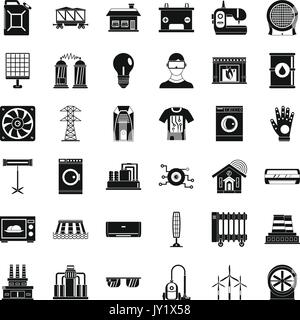 Electricity icons set, simple style Stock Vector
