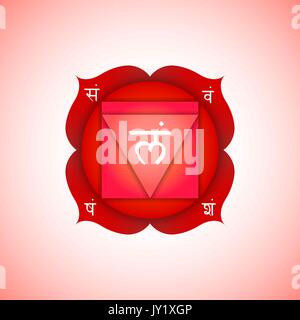 Vector first root chakra Muladhara with hinduism sanskrit seed mantra ...