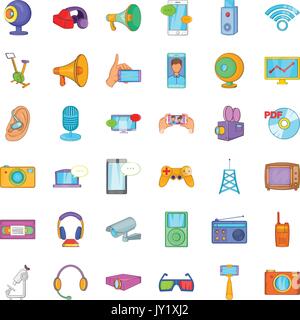 Electronic device icons set, cartoon style Stock Vector