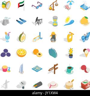 Uae icons set, isometric style Stock Vector