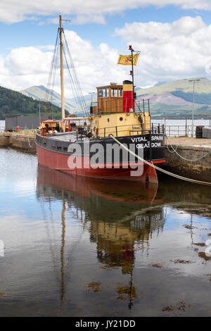 The Vital Spark Clyde Puffer moored at Inveraray Harbour, Argyll & Bute, Scotland, United Kingdom Stock Photo