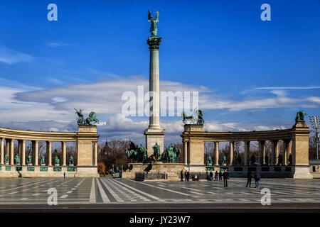 Heroes' Square in City Park, National Theatre, Budapest, Hungary Stock Photo