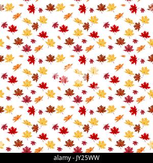 Seamless Pattern From Natural Maple Leaves. Vector Illustration. Stock Vector