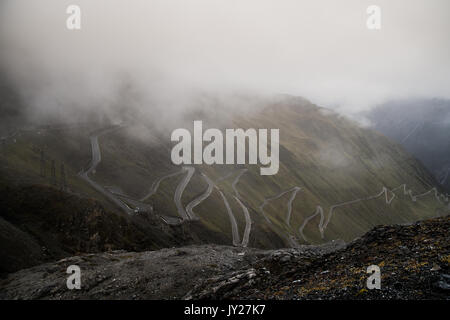 Stelvio Pass in Clouds Stock Photo