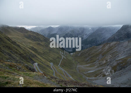 Stelvio Pass in Clouds Stock Photo