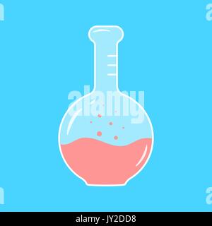 volumetric flask with red liquid and bubbles Stock Vector
