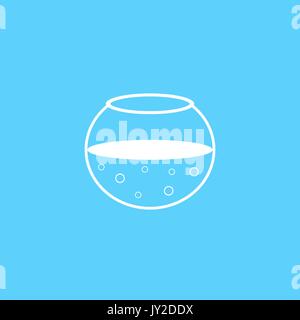 outline white aquarium icon on blue background Stock Vector
