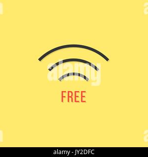 free wifi sign isolated on yellow background Stock Vector