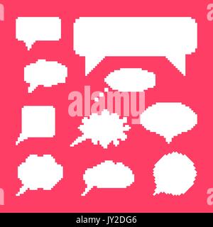 white speech bubbles set on pink background Stock Vector