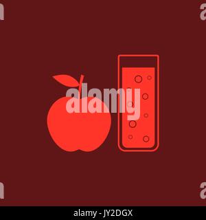 red apple and glass of juice Stock Vector