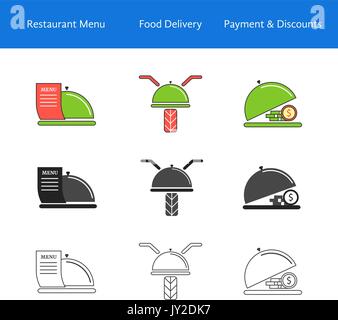 restaurant food delivery service icons Stock Vector