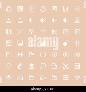 white web icons set in pixel art Stock Vector