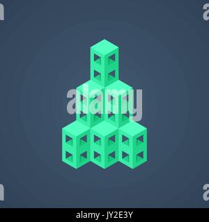 green abstract isometric building icon Stock Vector