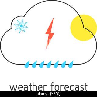 weather forecast logotype with outline cloud Stock Vector