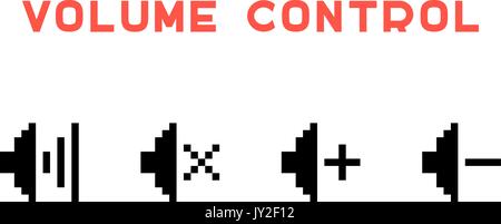 volume control set in pixel art Stock Vector