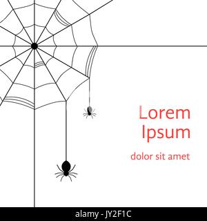 black cobweb with spiders Stock Vector
